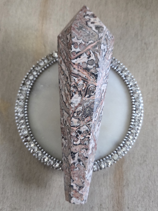 None Other - Natural Leopardskin Jasper Polished Crystal Scepter #7 New